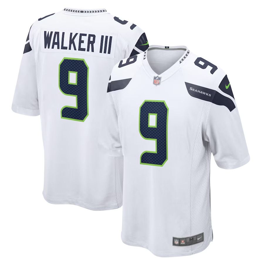 Men Seattle Seahawks 9 Kenneth Walker III Nike White Away Game Player NFL Jersey